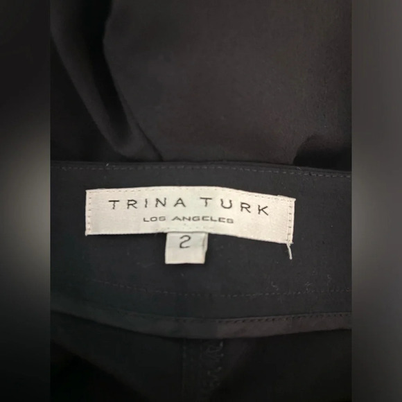 Trina Turk Womens Sz 2 Black Button Zip 4 Pocket Wide Leg  Pant Made in‎ 🇺🇸 - Picture 8 of 9